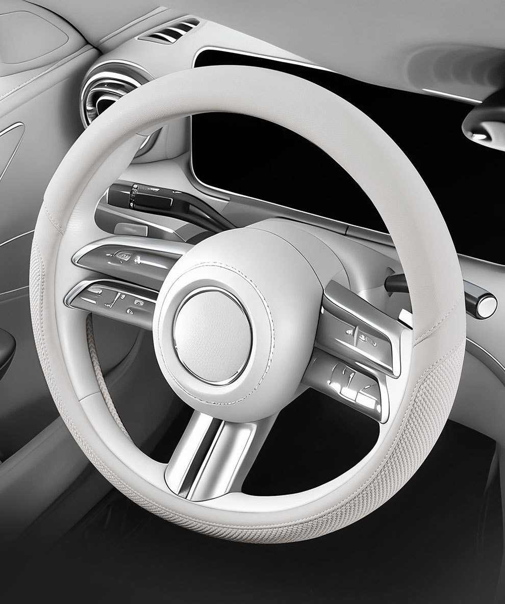 Car Steering Wheel Cover for All Seasons, Universal Leather Handle Cover for Interior Use, Dirt-Resistant, Non-Slip, Double D-Shaped, Wholesale from Manufacturer