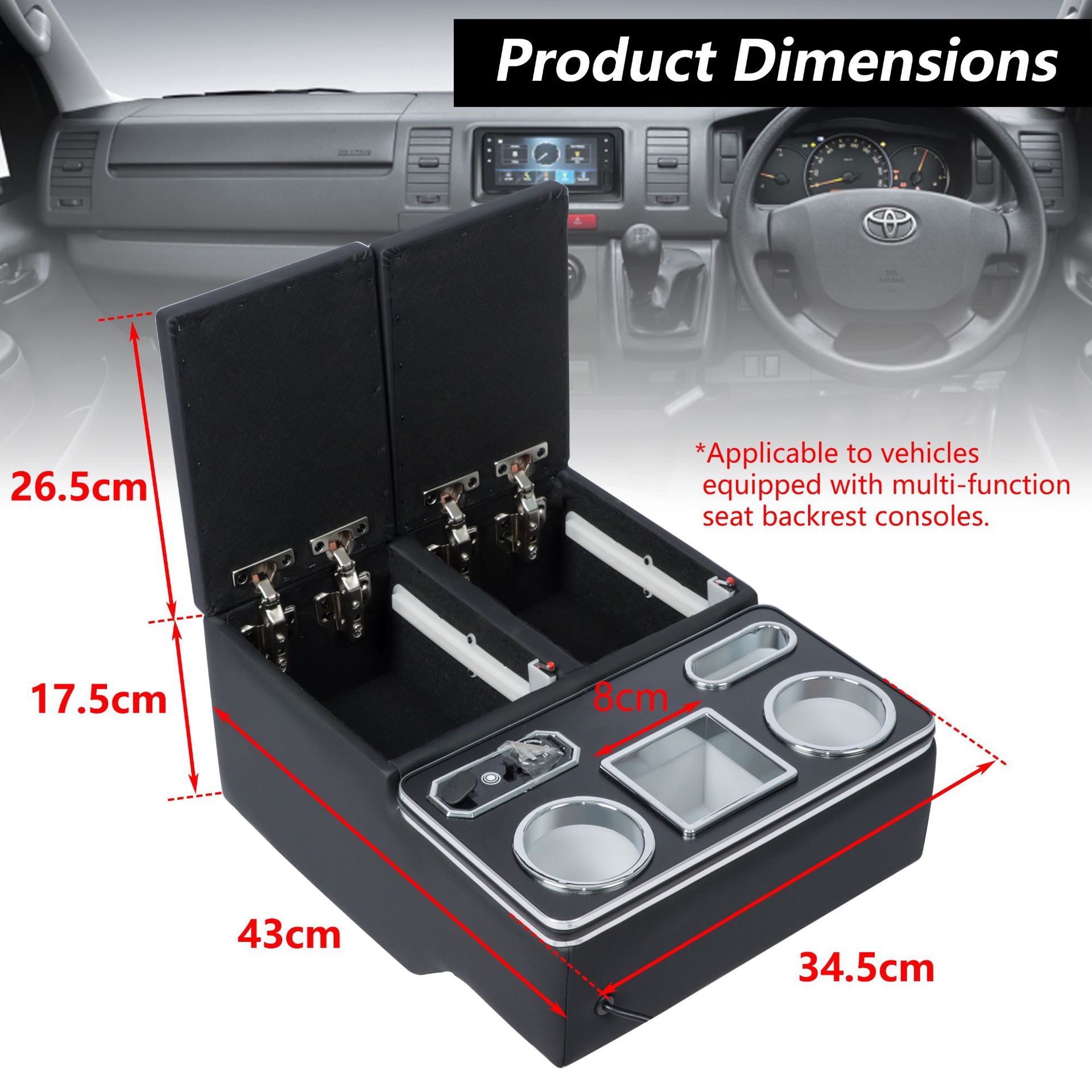 Suitable for Toyota Hiace 200 Series Dx Armrest Box, Center Console Storage Box, Cup Holder Accessories Modification