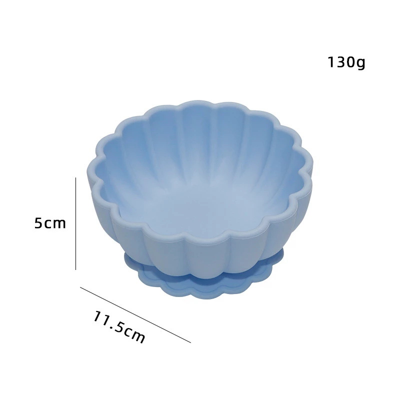 Cuenco de suplemento alimenticio de silicona cuenco de calabaza cuchara de silicona redondo para niños vajilla de entrenamiento de alimentación resistente a las caídas cuenco de silicona para niños