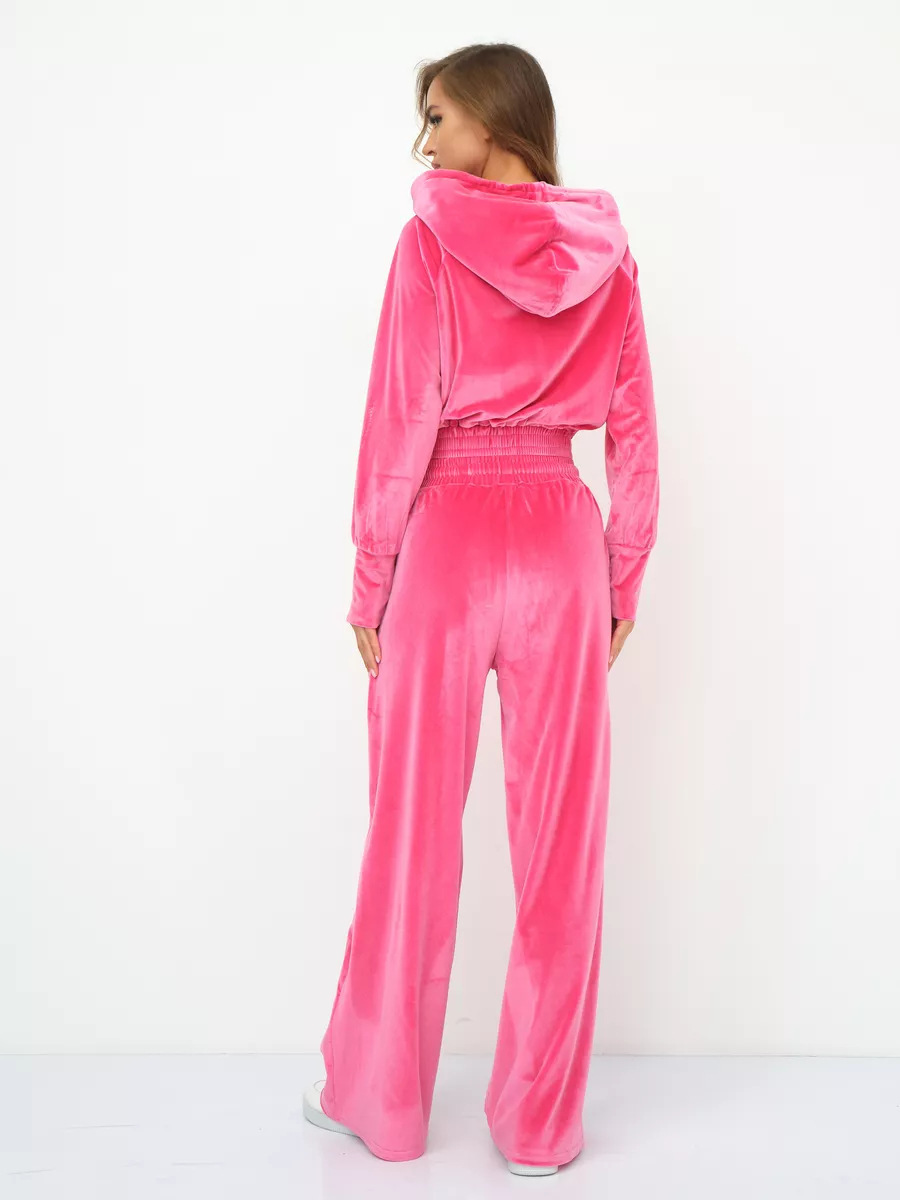 Fashion Casual Women's Solid Color Zipper Cardigan Silver Fox Fleece Sweatshirt With Drawstring Pants Two-Piece Set_voghion.com