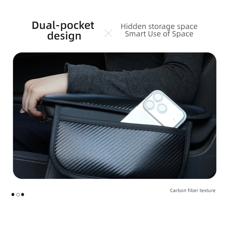 Car Armrest Box Heightening Pad, Car Central Armrest Box Cover, Multifunctional Storage Bag, Nappa Leather Car Accessories