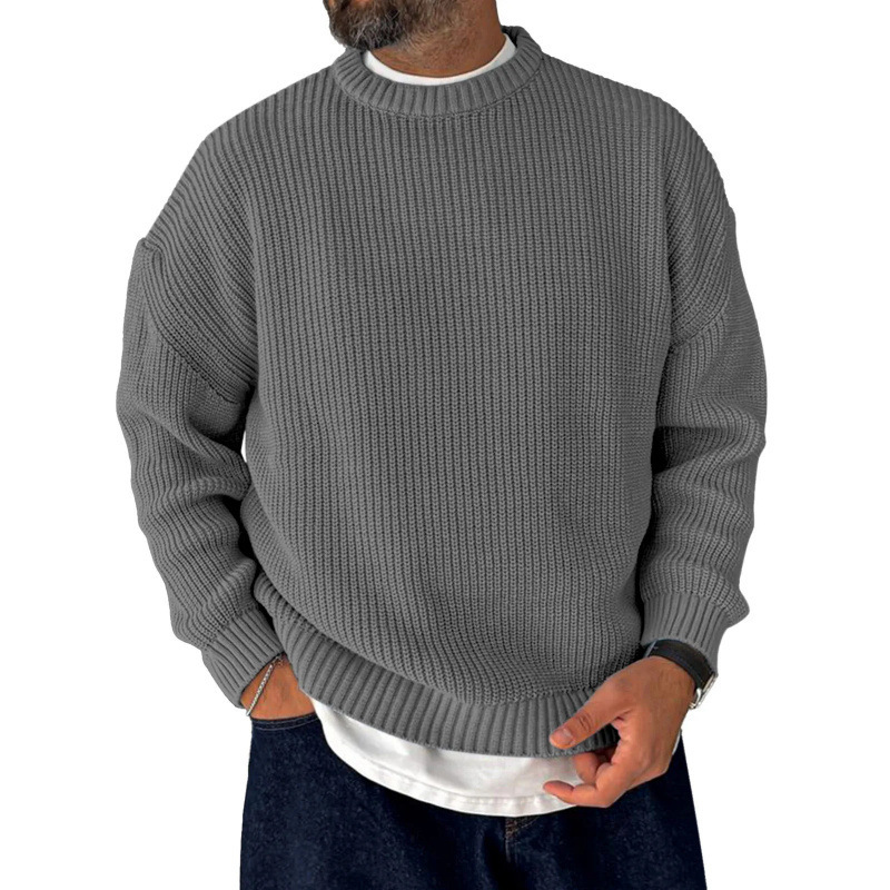 Amazon 2025 Autumn and Winter New Cross-Border Versatile Men's Sweater Casual Solid Color Loose Round Neck Digital Print Amazon 2025 Autumn and Winter New Cross-Border Versatile Men's Sweater Casual Solid Color Loose Round Neck Digital Print