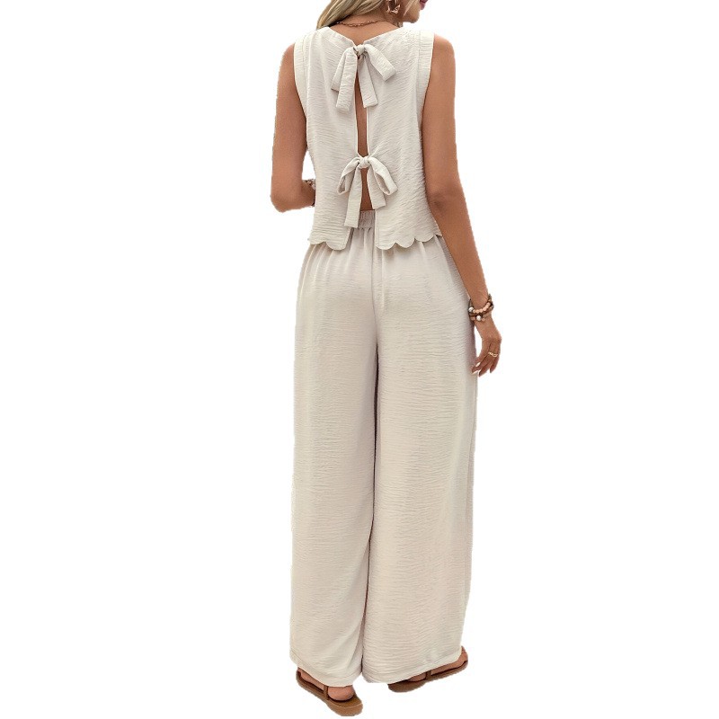 Women's Clothing Summer Women's Fashion Sleeveless Vest And Casual Trousers Set Style For Formal & Casual For Women_ecoleips.com