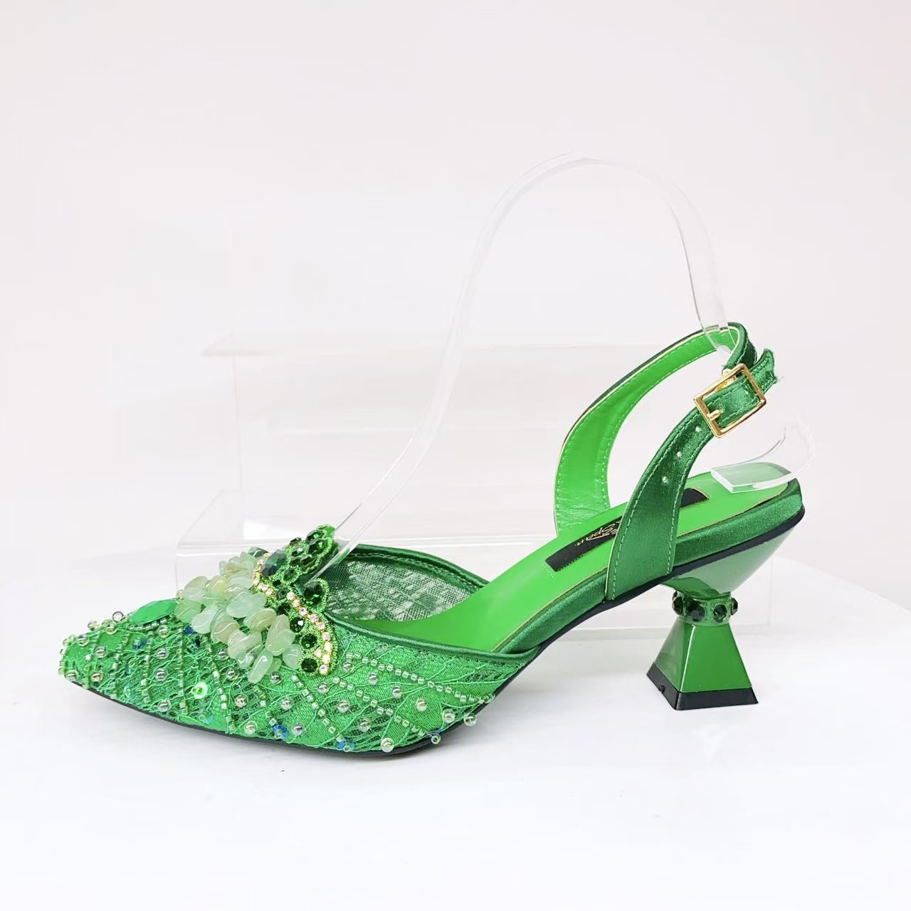 Diamond Encrusted Lace Pointed Toe Stiletto Sandals Italian Design Women's Shoes For Weddings Lady Footwear_voghion.com