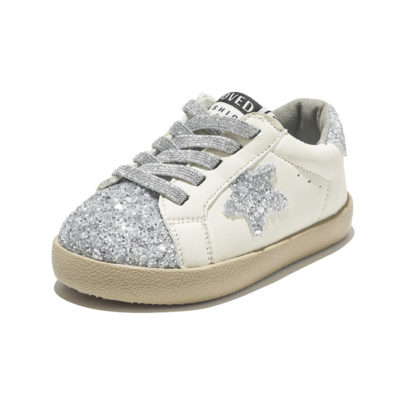 Chaussures de printemps et d'automne pour bébés, chaussures de marche à la mode pour filles et garçons, semelle souple, antidérapantes, à paillettes, étoile unique, nouvelle collection_voghion.com
