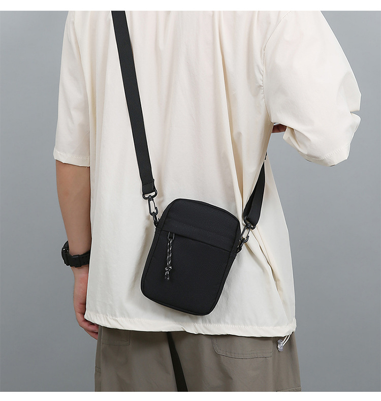 Small Size Men's Solid Color Oxford Cloth Zipper Crossbody Bag