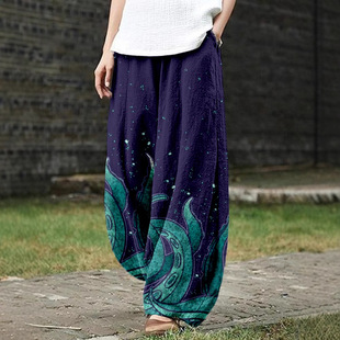 2025 New Amazon Cross-border Spring and Autumn Pants with Pocket 3D Printing Hot Selling in Europe and America