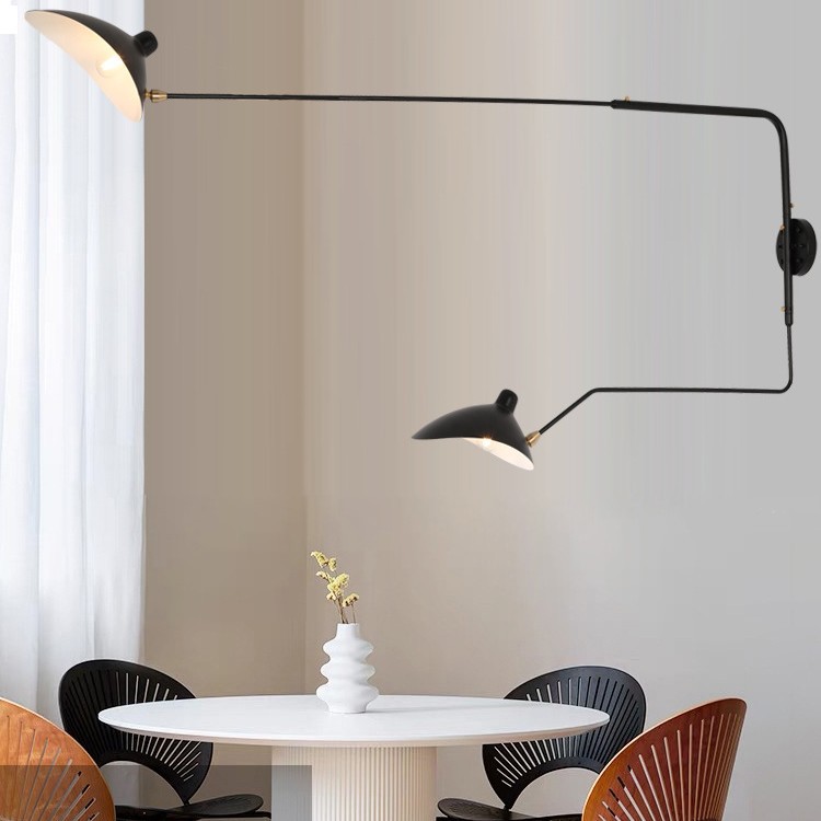 Lámpara de Pared de Brazo Largo Oscilante de Hierro para Dormitorio image 6