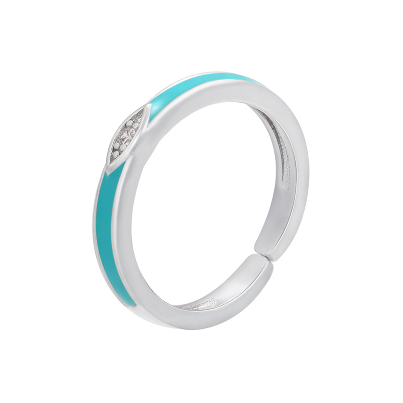 Farbtropfendes Öl Mikroeingelegter Zirkonring Augenmuster Tropfender Offener Ring display picture 5