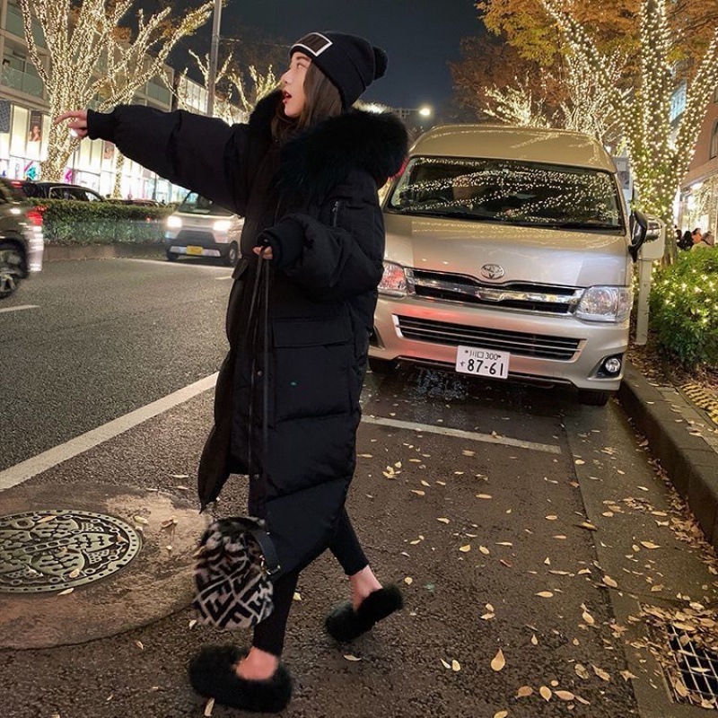 2025新款冬季女中长款过膝棉服外套韩版宽松加厚大毛领棉袄棉衣潮|undefined