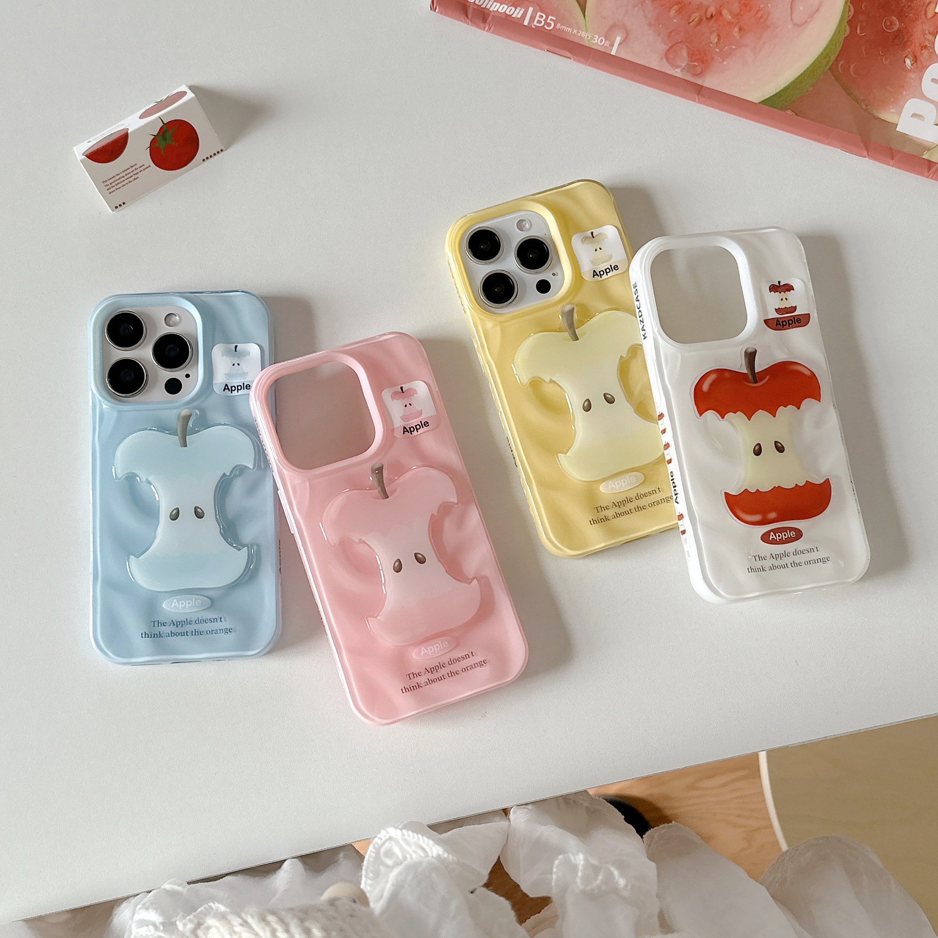 Linda fruta tridimensional de verano para Apple 16ProMax funda para teléfono 15/14 pareja 13 nuevo 15ProMax