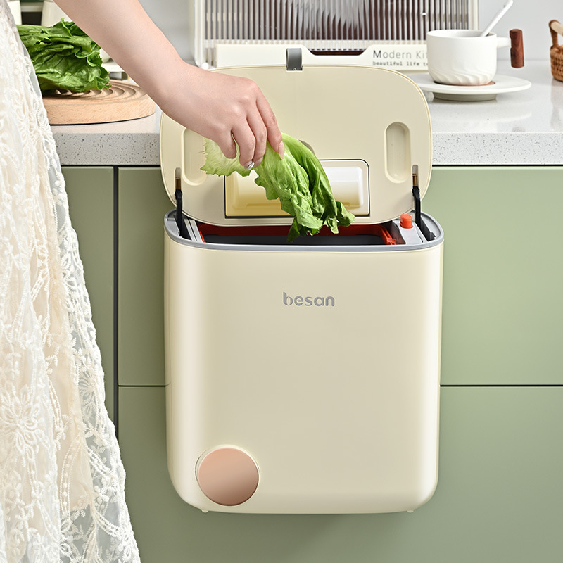 Kitchen Trash Bin Cabinet Door Hanging Kitchen Disposal Bucket Household Wall-mounted Garbage Storage Bucket Toilet Ground-off Sanitary Cleaning