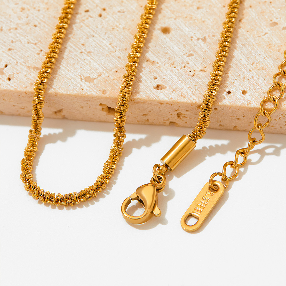 1 Piece Quantity Daily Occasion PVD Coated Real Gold Plated Solid Color Stainless Steel Simple Style Waterproof Non Tarnish Necklace