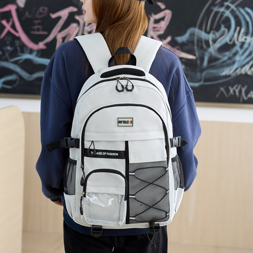 New Double Shoulder Bag for Junior High Students to Reduce Burden and Protect Spine, Student School Bag for Girls, High School, Large Capacity, Ultra-Lightweight, Cross-Border Backpack for Boys