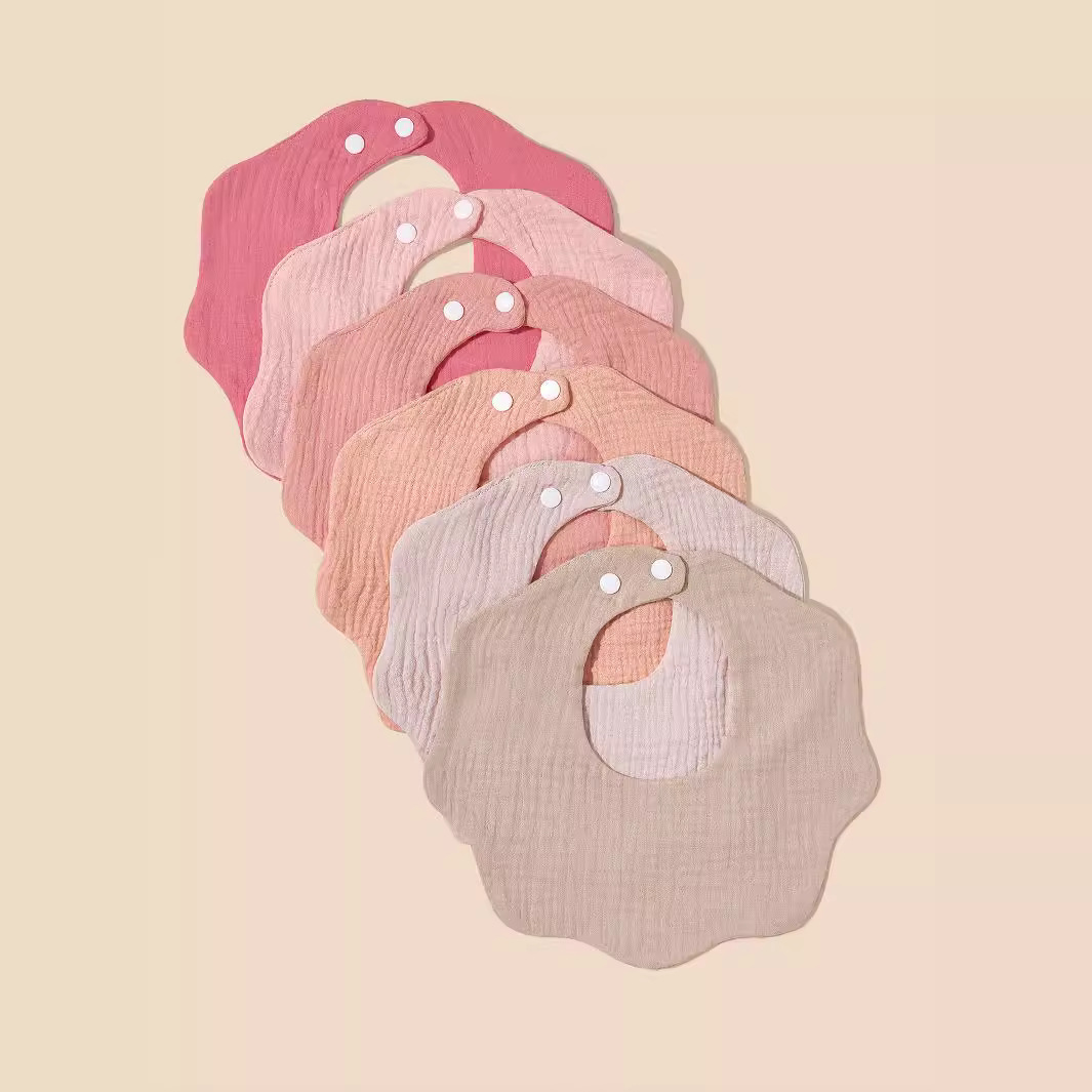 Ins Cross-Border Best-Selling Amazon Muslin Crepe Saliva Napkin Anti-Dirty Anti-Vomiting Newborn Bib 360 Bib