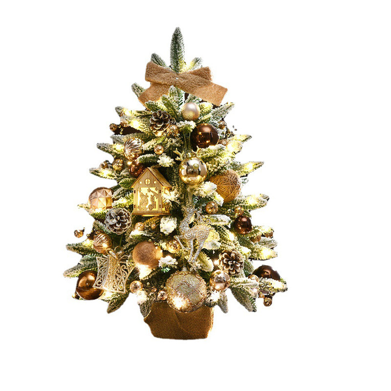 Hong Kong Heng Comercio exterior Corea del Sur nuevo pequeño árbol de Navidad traje de hojas mixtas decoraciones de Navidad nieve árbol de simulación