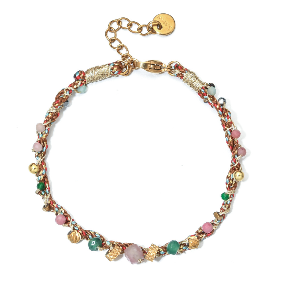 Ethnic Seaside Style Natural Stone Mix and Match French Niche Bohemian Braided Bracelet Bracelet Good Luck Light Luxury Wholesale
