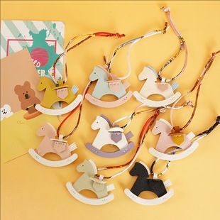 New Korean Style Rocking Horse Women's Bag Pendant Pony Car Pendant Pony Bag Pendant Leather Cute Animal Accessories
