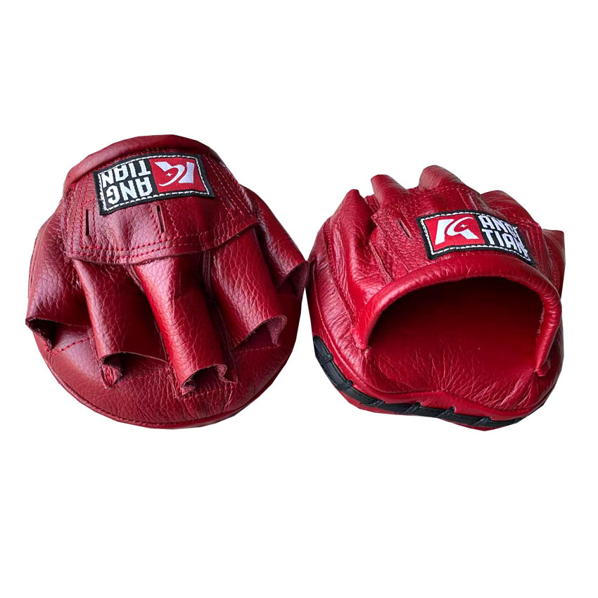 Fábrica de Angtian venta directa personalizada de cuero de vaca boxeador objetivo de boxeo de boxeo de lanzamiento de lanzamiento de mano pequeña equipo de entrenamiento de acompañamiento