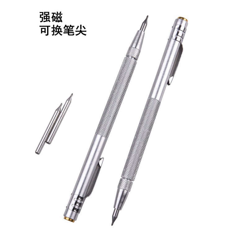 强磁金刚石划线笔钨钢陶瓷玻璃划线记号笔可换笔尖合金划针划线笔