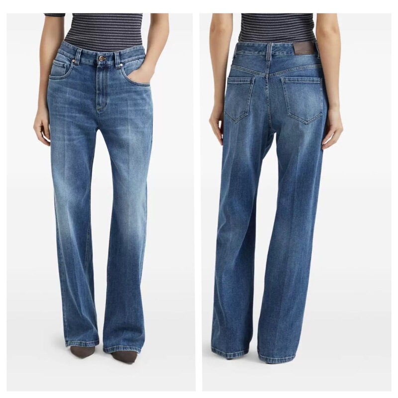 Bc Beaded Straight-Leg Jeans for Women, High-Waisted, Loose-Fitting, Slim-Fit, Blue Narrow-Cut Long Pants, Versatile, Early Spring 2026 New Style