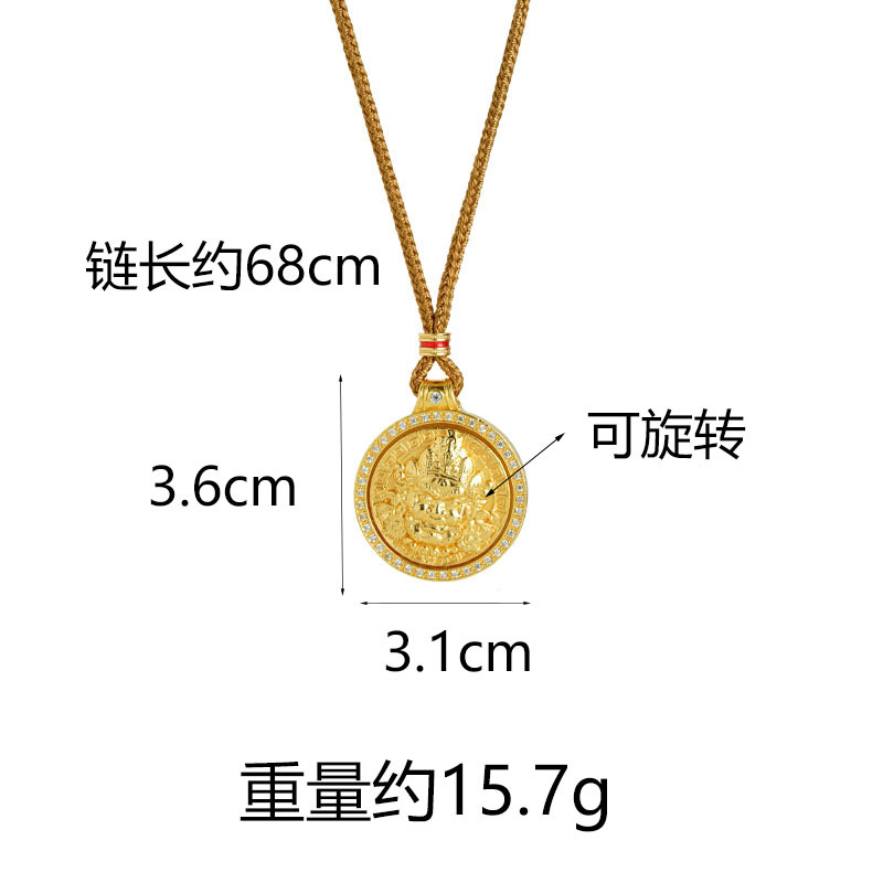 Collar de oro de arena vietnamita estilo nacional de diamantes bordes redondos giratorios colgantes de oro amarillo para mujeres no decolor joyerías al por mayor