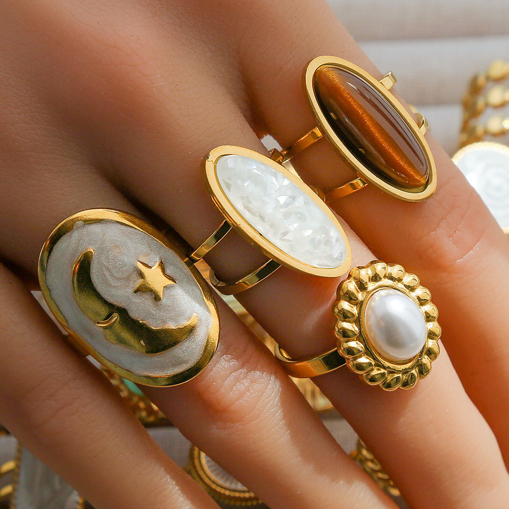 Minimalistisk ring i rostfritt stål för kvinnor vintage stil_voghion.com