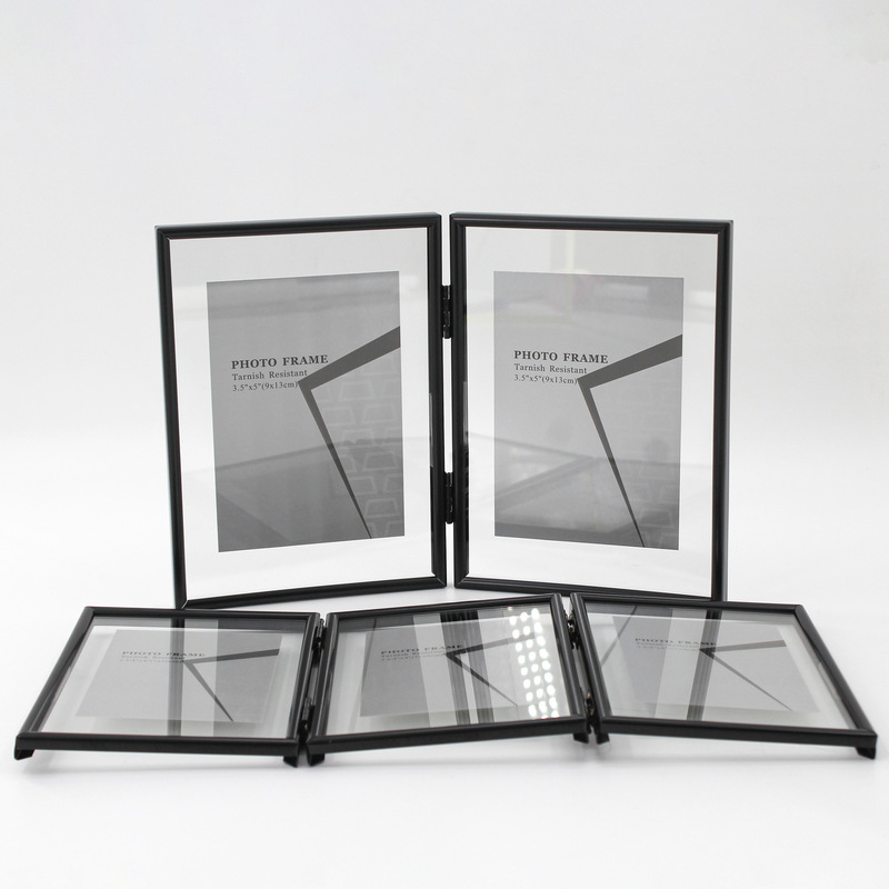 Simple double-sided transparent photo frame table 6 inch a4 creative folding one-piece acrylic metal glass decoration triple Simple double-sided transparent photo frame table 6 inch a4 creative folding one-piece acrylic metal glass decoration triple