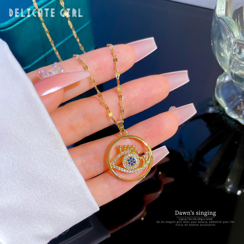 Collar de lujo en oro real para mujer cadena de clavícula_voghion.com