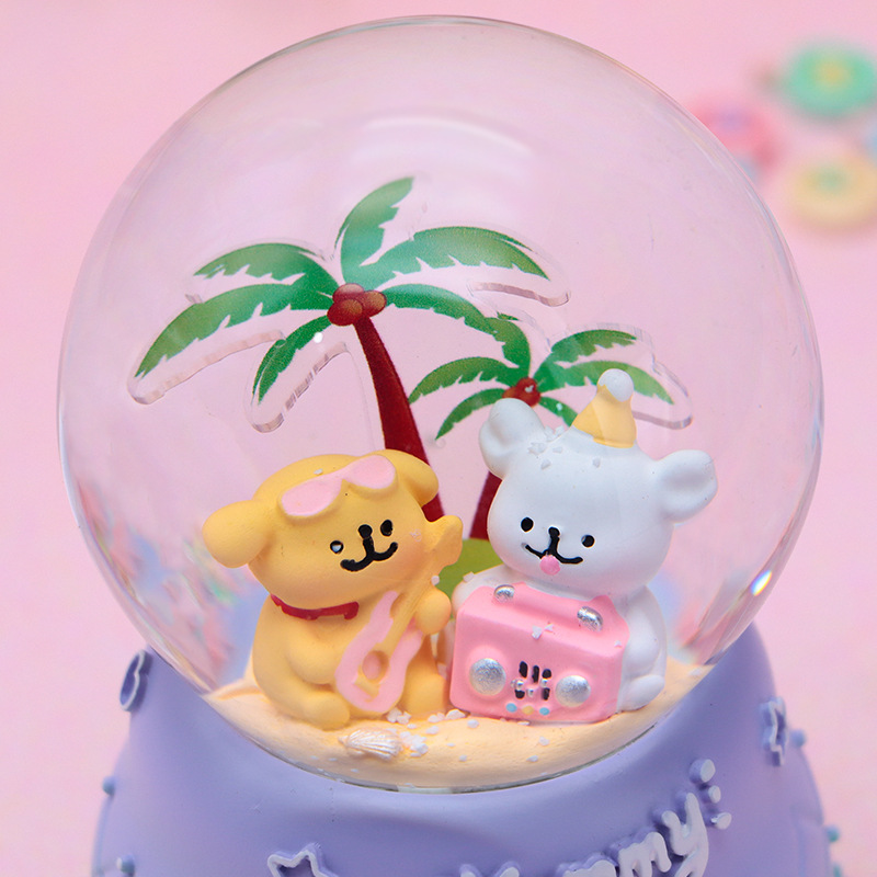 Caja Musical de Cristal con Diseño de Cachorro de Dibujos Animados, con Nieve que Cae Brillante, para Niños y Estudiantes, Regalos de Cumpleaños, Venta al por Mayor