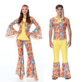 新款情侣舞台表演服舞蹈服70年代复古嘻哈服 民族风印第安土著服