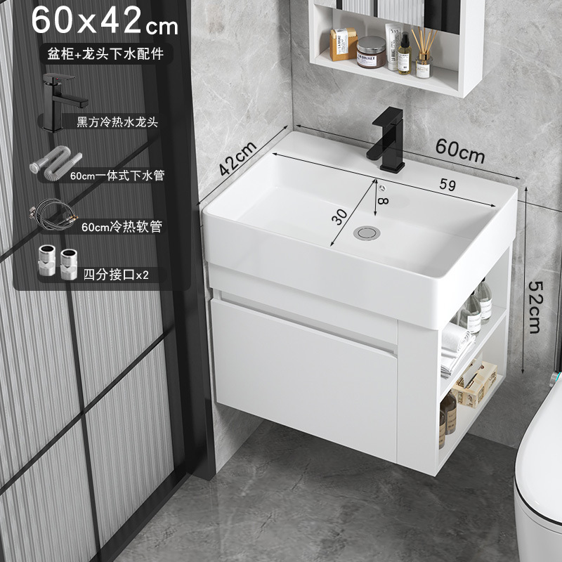 Cajón tipo pared tipo casa pequeña almacenado lateral gabinete de baño cerámica todo en un lavabo gabinete combinación lavabo de cara lavabo