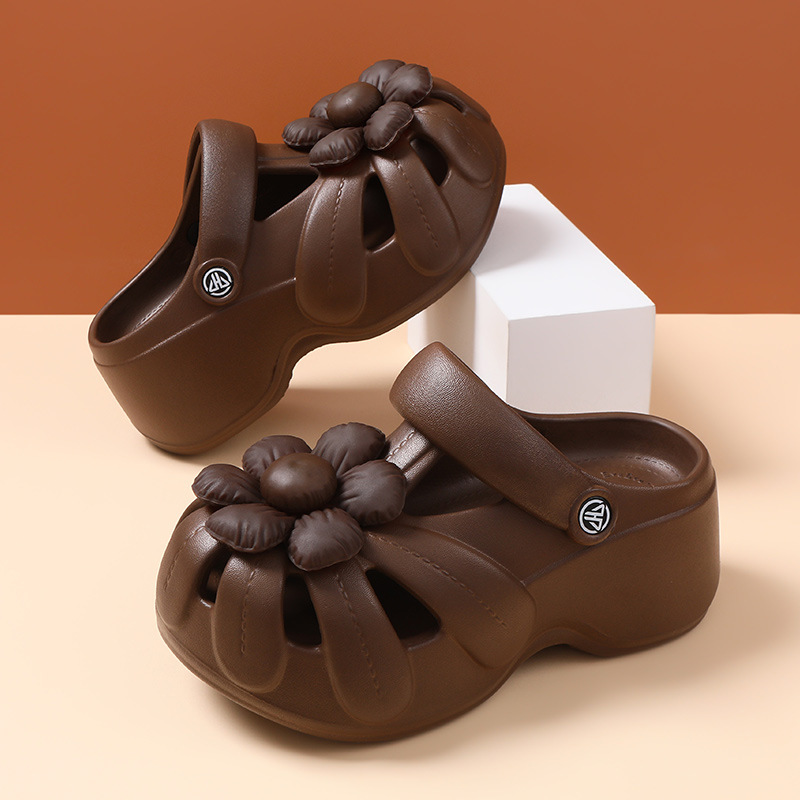 Women's summer clogs with a comfortable feel, suitable for outdoor wear, non-slip, fashionable floral design, beach EVA thick-soled height-increasing sandals Women's summer clogs with a comfortable feel, suitable for outdoor wear, non-slip, fashionable floral design, beach EVA thick-soled height-increasing sandals