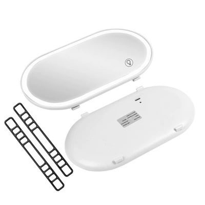 Car sun visor makeup mirror HD LED light touch light makeup mirror car mirror co-pilot dressing mirror (Sun visor rearview mirror) - white