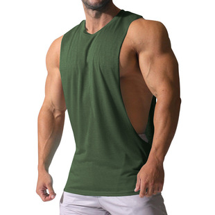 2023 Summer New European Size Men's Sleeveless Vest Foreign Trade Loose Sports Leisure Fashion Solid Color Men's Waistcoat