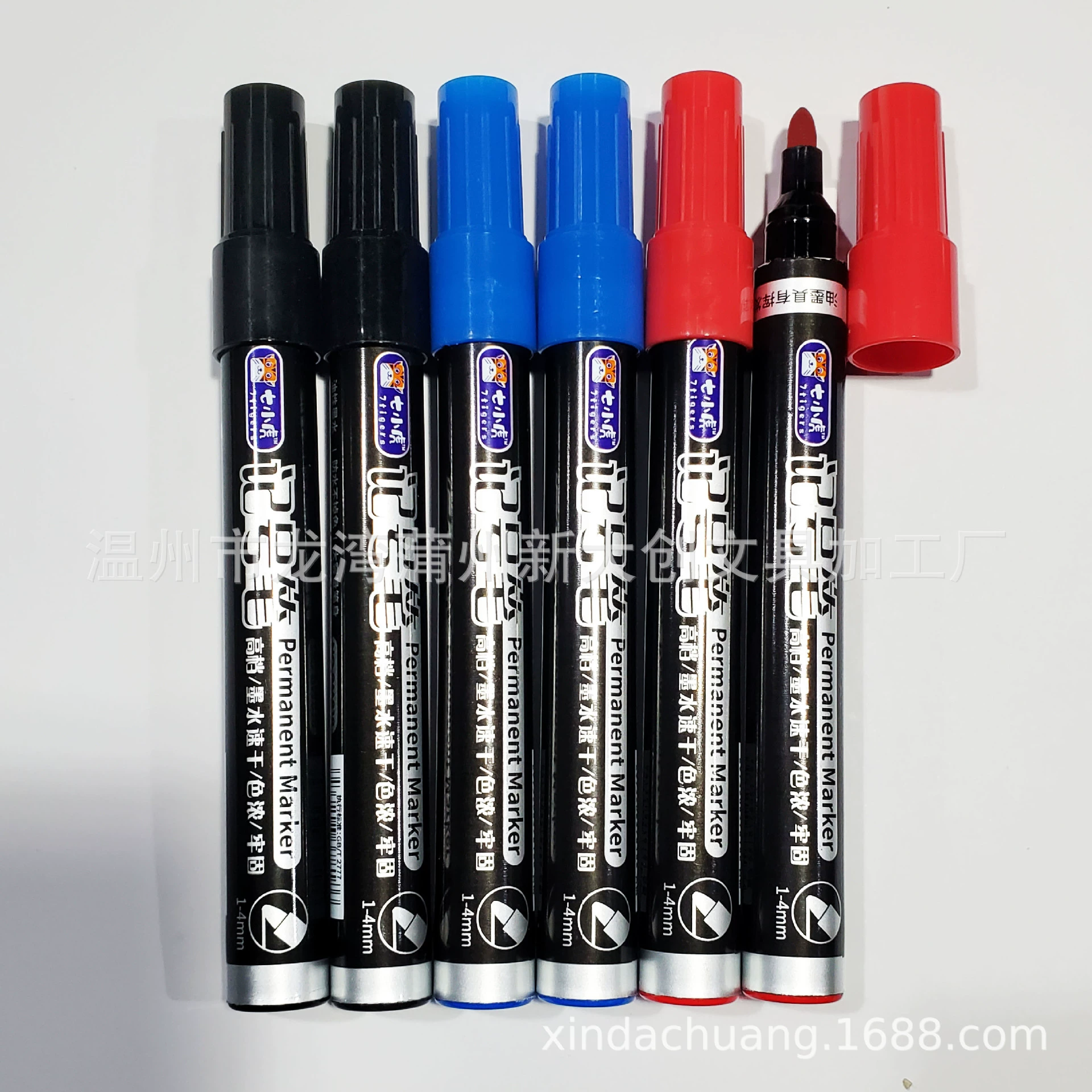Маркер красный, синий, черный, масляный, неразмываемый, водостойкий, быстросохнущий, не выцветающий, большой емкости, с широким наконечником
