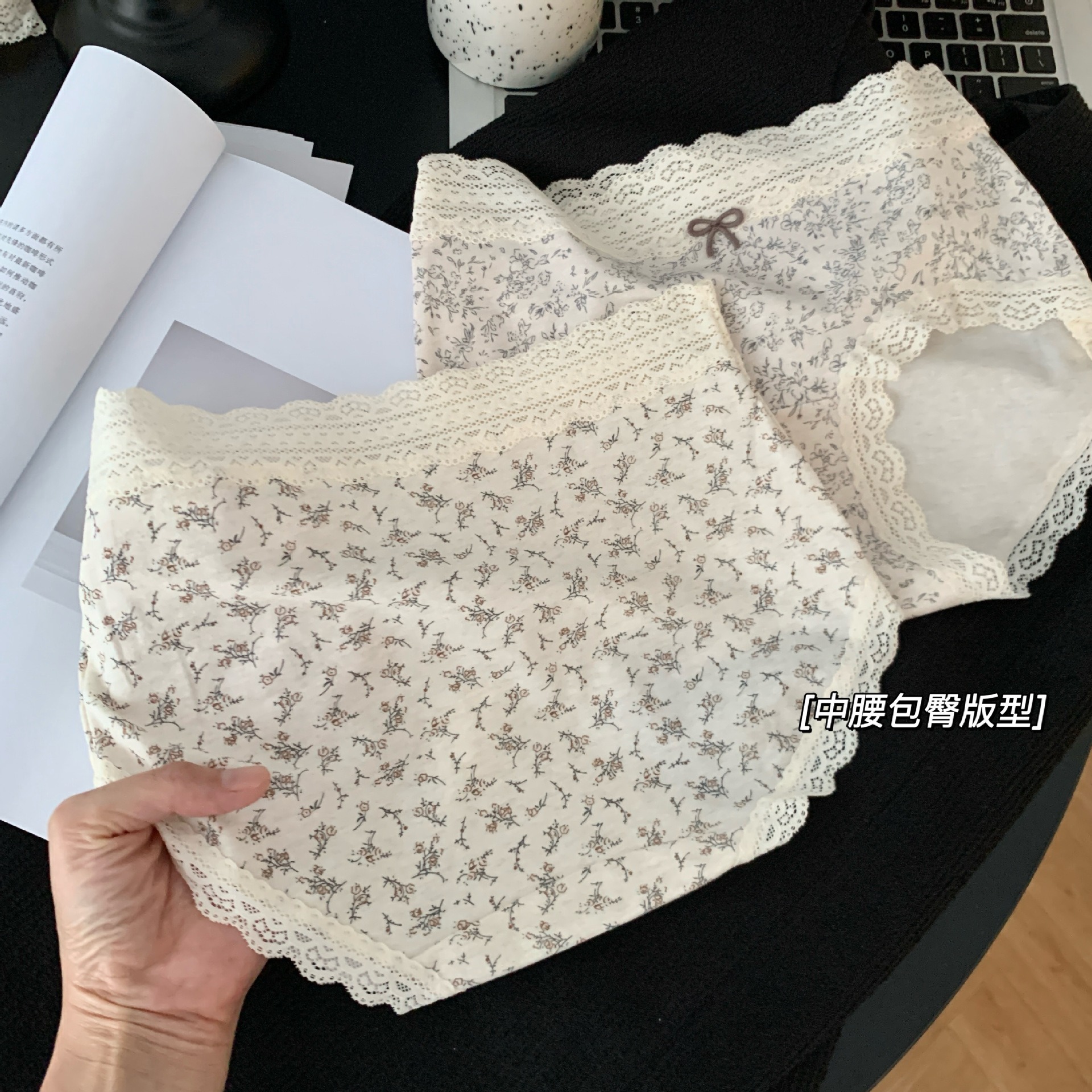 Pastoral Floral 10A Antibacterial Lace Underwear for Girls and Ladies Pure Cotton Briefs Summer Thin Non-Pinching Shorts