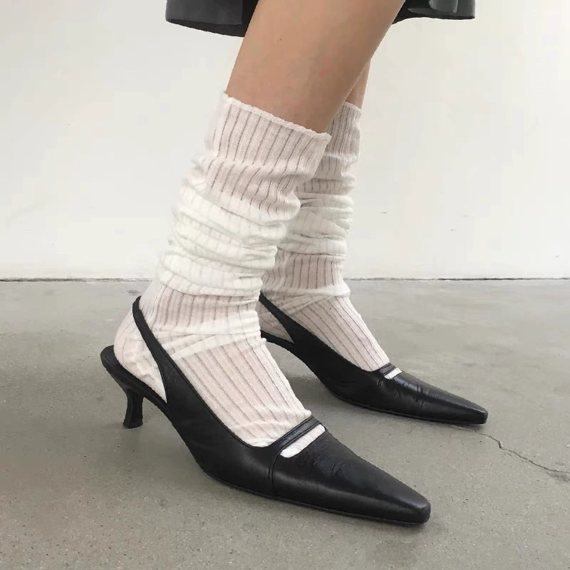 Версия из овчины ~ нишевые женские туфли на высоком каблуке с одним ремешком из натуральной кожи, туфли на высоком каблуке с острым носком, босоножки на высоком каблуке-шпильке, римские сандалии