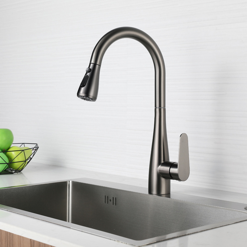 Guangdong high-end kitchen faucet pull-out kitchen faucet sink faucet stainless steel white faucet Guangdong high-end kitchen faucet pull-out kitchen faucet sink faucet stainless steel white faucet