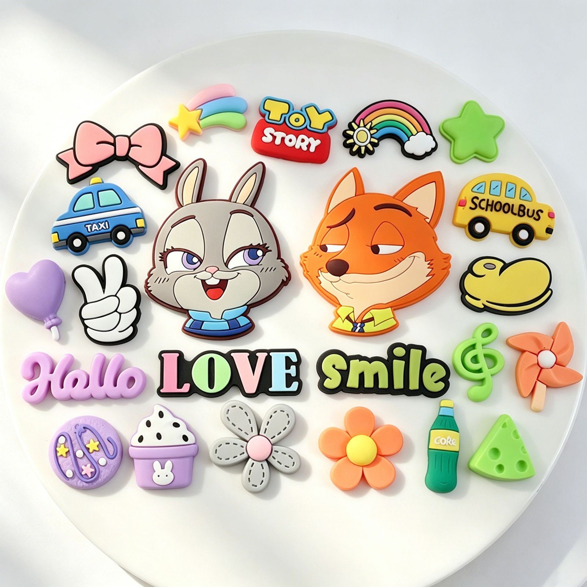 Zootopia Judy Nick Pvc Accessories DIY Phone Case Decorations iPad Case Clogs Fridge Magnets
