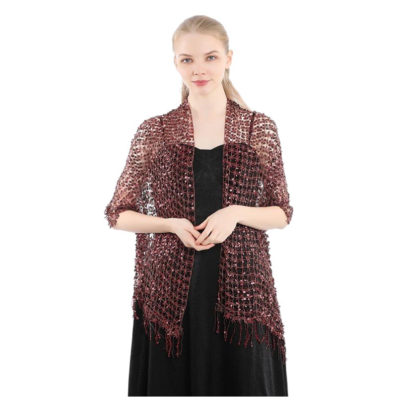 Sequins Tassel Shawl Party Evening Dress Cheongsam Dinner Embroidered Shawl Scarf Women