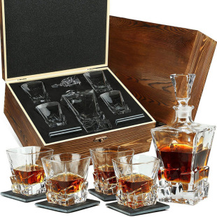 Amazon Spot Whiskey Bottle Wine Bottle Wooden Box Wine Set Ice Wine Stone Wine Glass Pine Wood Storage Box