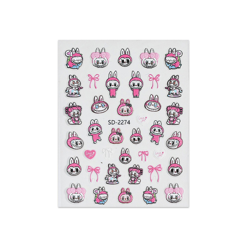 ZM 新しい labubu ネイルアートステッカーカラフルな labubu インターネット有名人カラー diy 面白いパーソナライズされたネイルステッカー|undefined