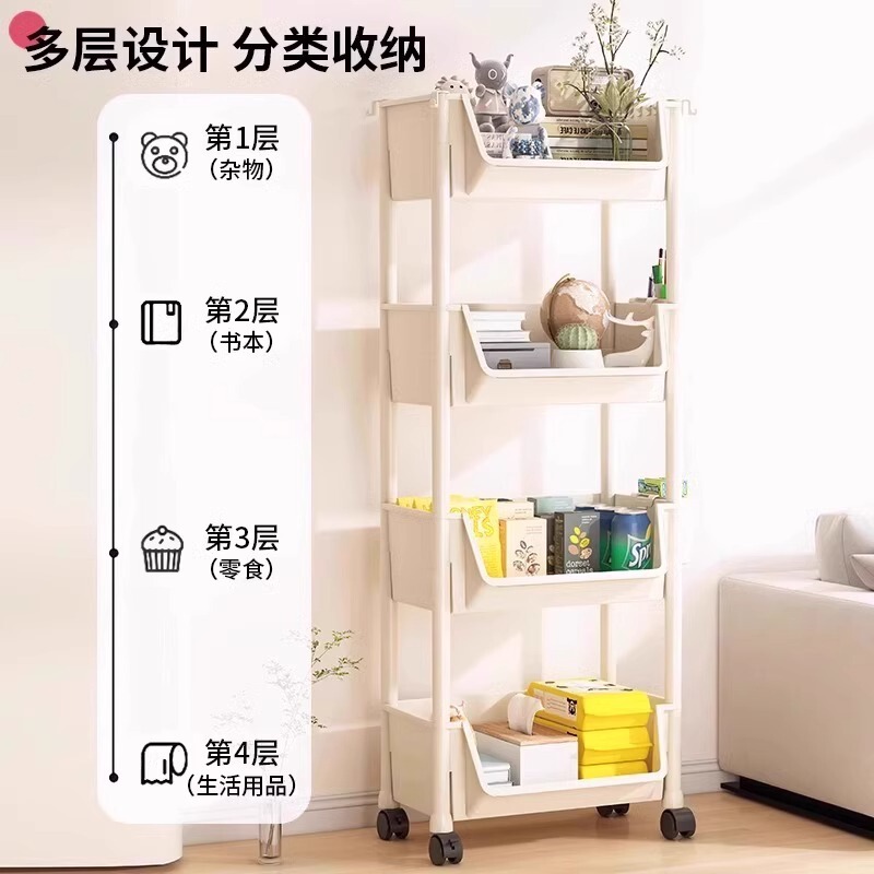 小推车置物架移动家用零食落地多层客厅收纳书架厨房客厅摆摊架子|undefined