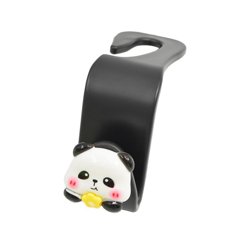 Gancho negro para automóvil Gancho panda de resina asiento trasero asiento para automóvil interior de automóvil asiento trasero creativo