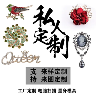 私人订制 胸针定制 合金水钻胸花服饰 别针配饰来样定做厂家批发