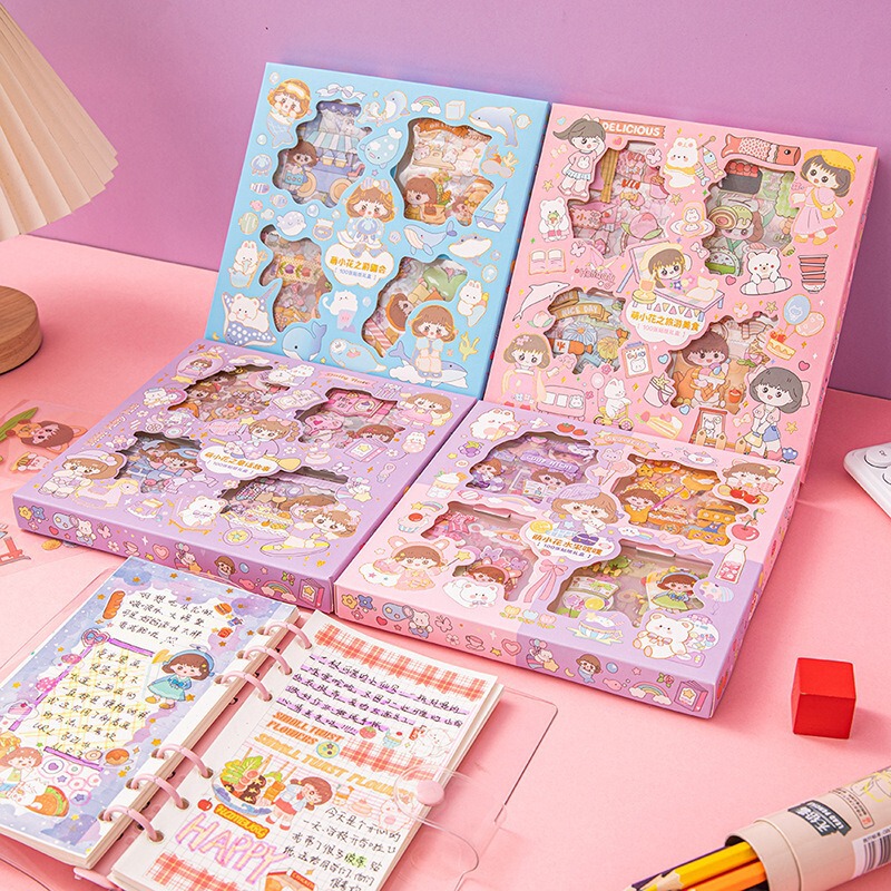 手帳シールバッグDIY箔押しクリエイティブシール貼り絵素材pet携帯アニメかわいい子供手帳シール|undefined