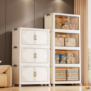 Household Multi-layer Double Door Shoe Cabinet Plastic Folding Storage Box Living Room Toy Storage Box Storage Cabinet Snack Cabinet
