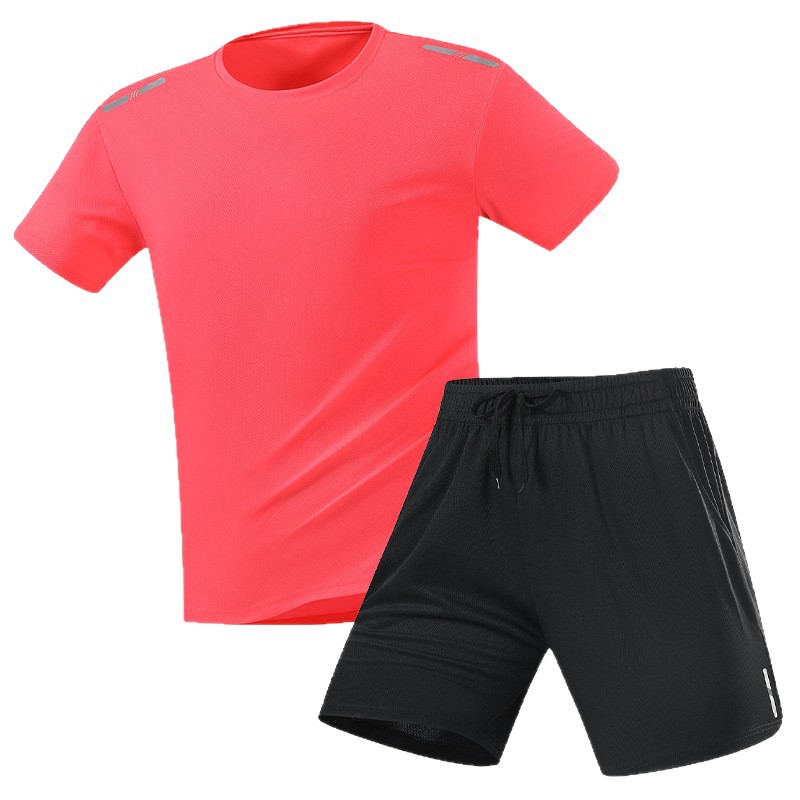 Trajes deportivos transfronterizos para hombres de verano nuevos juegos de dos piezas de correr Casual Fitness camiseta de secado rápido de hielo pantalones cortos de mangas cortas