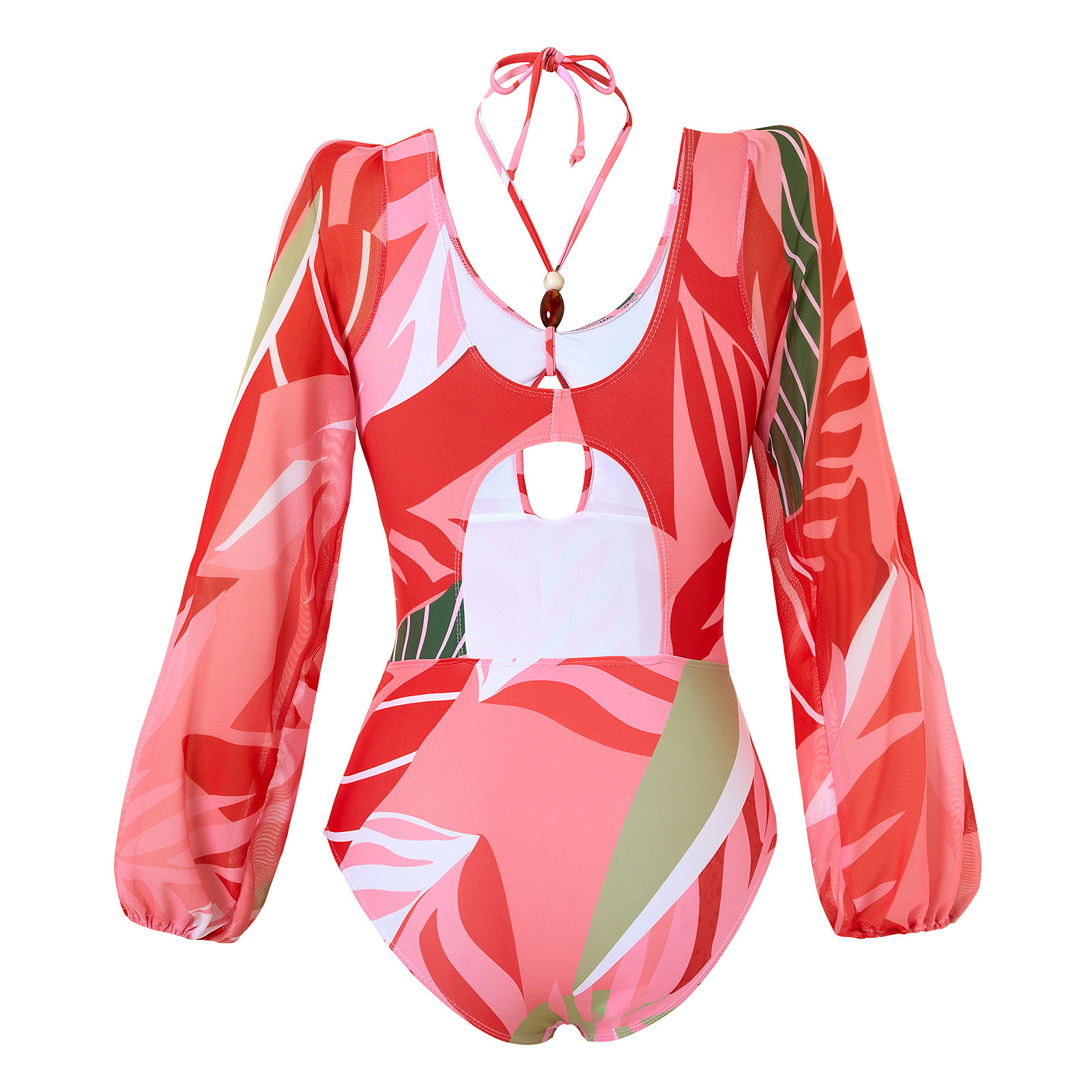 Modischer, sexy zweiteiliger Badeanzug mit bedrucktem Netzrock für Damen_voghion.com